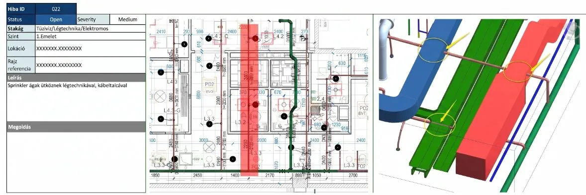 Ütközésvizsgálat riport Navisworks nézettel
